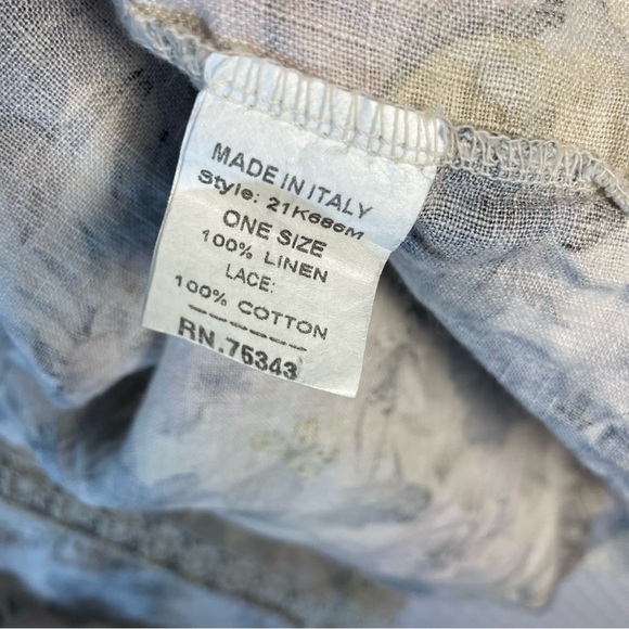 Francesca Bettini OS One Size 100% Linen Open Vest Kimono Beige Floral Crochet - Picture 4 of 7